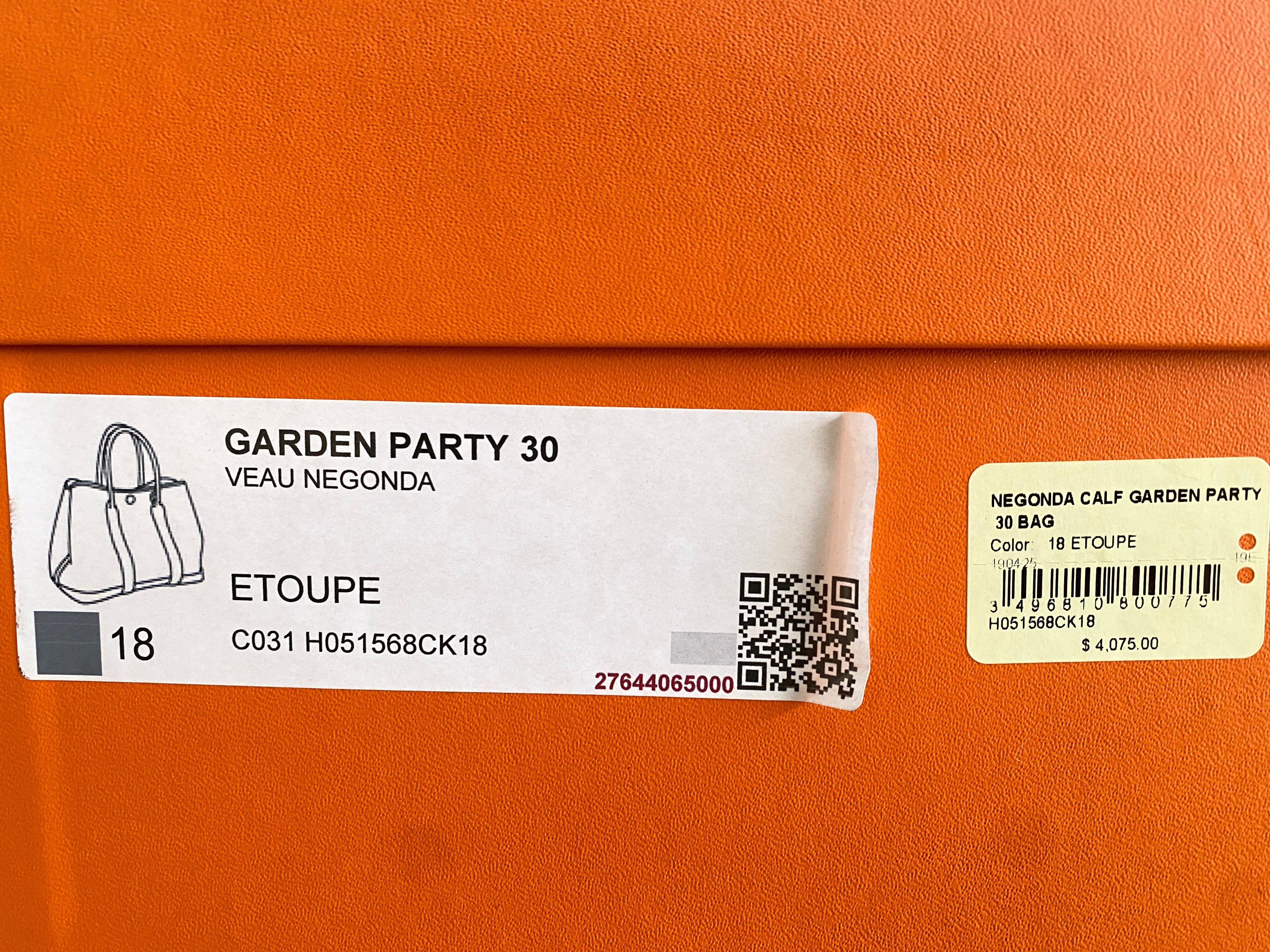 Hermes Garden Party Small TPM 30 in Etoupe Negonda