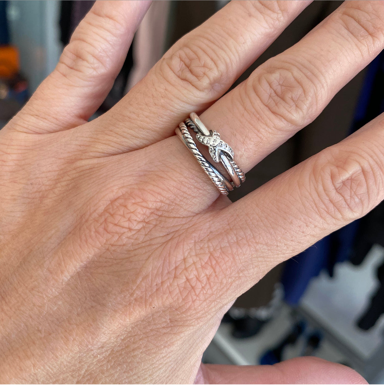 David Yurman Sterling Silver Diamond Cable X Ring - 6