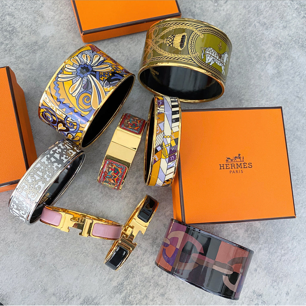 Hermes Pink Clic H Enamel Hinged Bracelet
