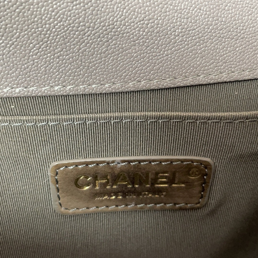 Chanel Boy Medium Grey Flap Bag Quilted Caviar 2019