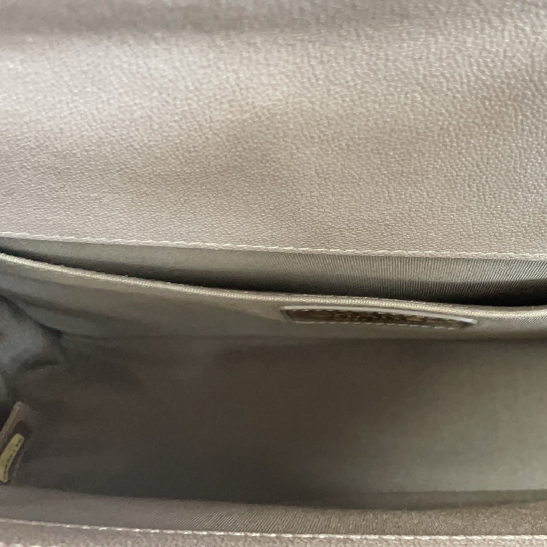 Chanel Boy Medium Grey Flap Bag Quilted Caviar 2019