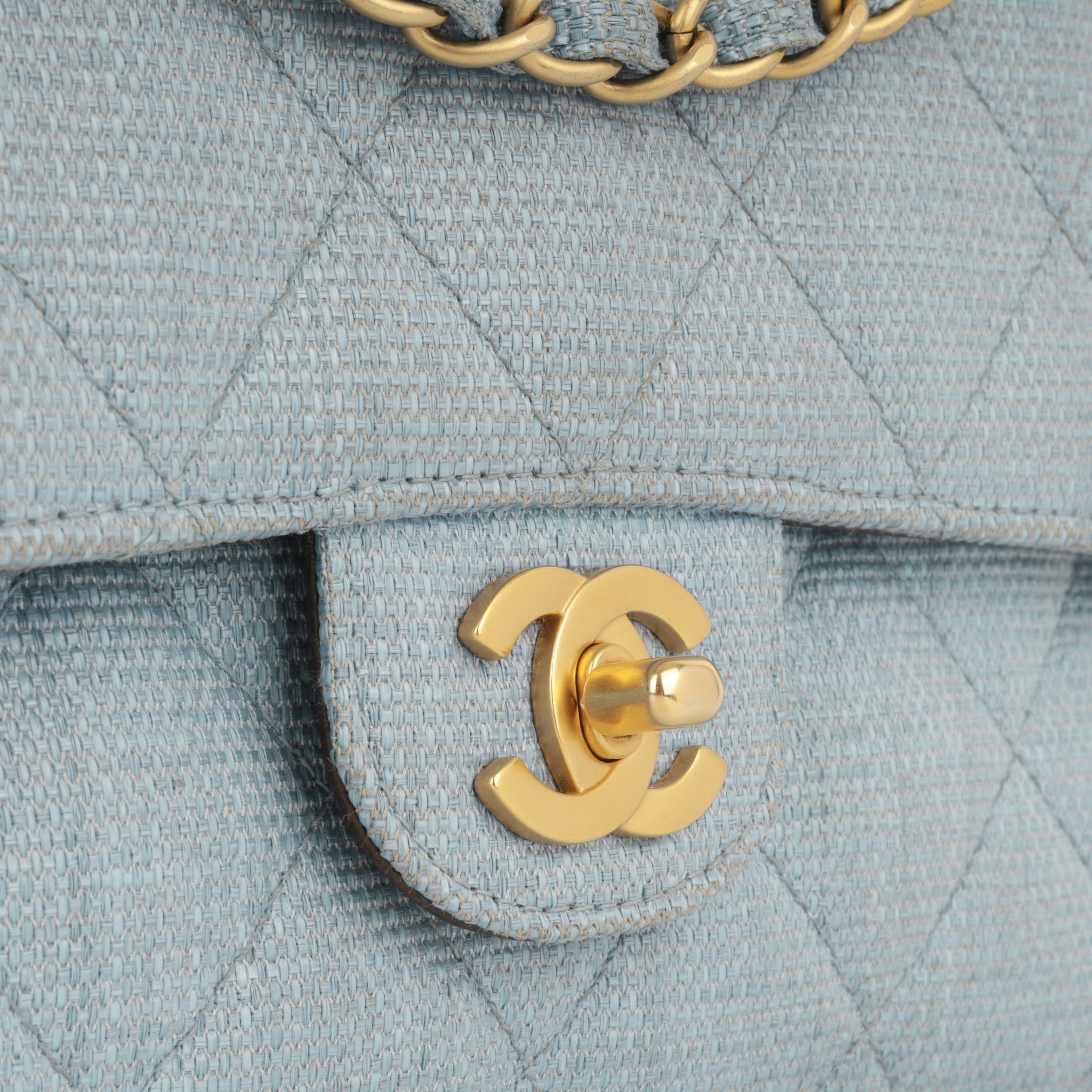 Chanel Classic Flap Bag - Blue Raffia