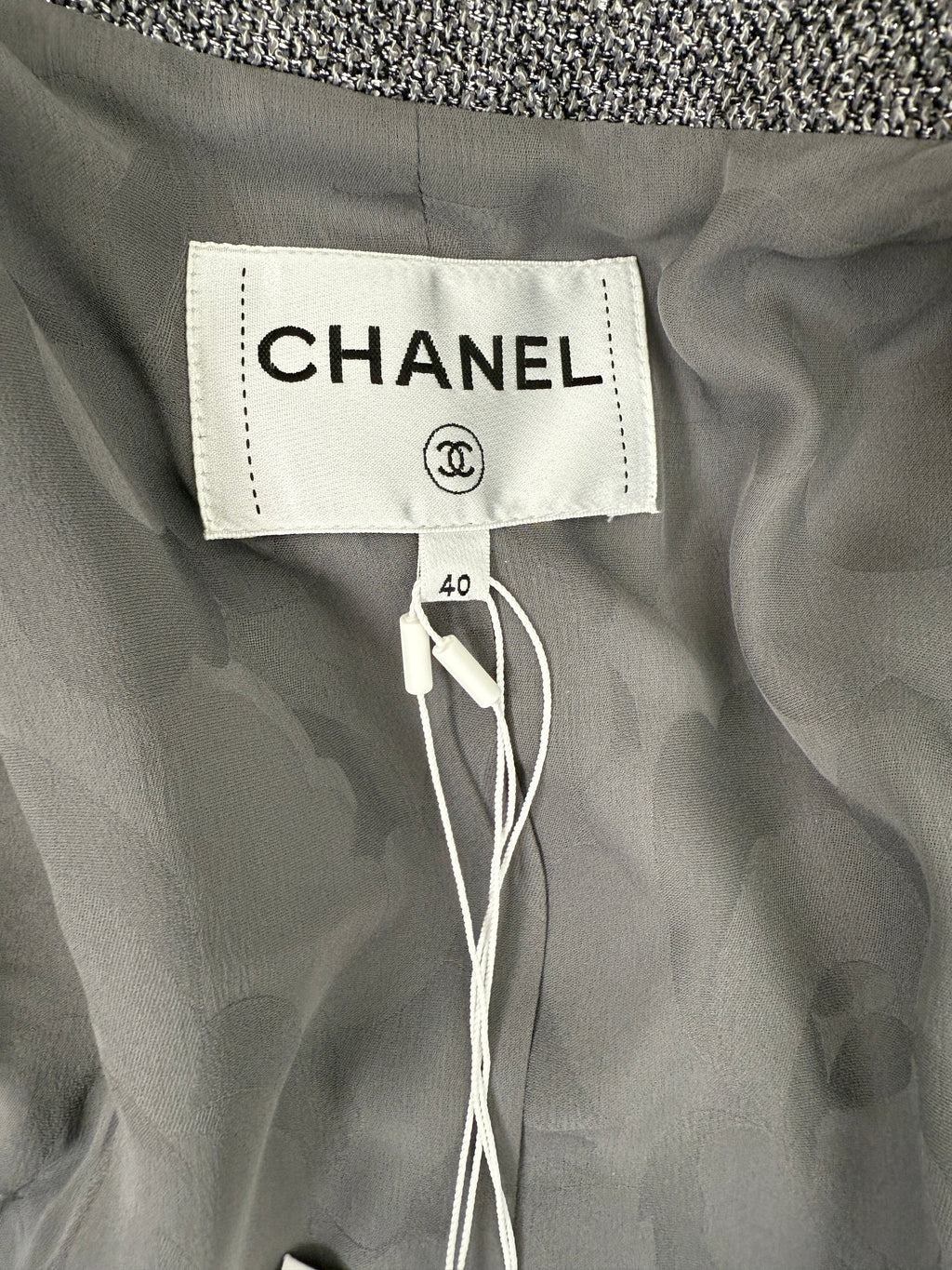 CHANEL Collared Runaway 2020 Black Gray Silver Long Tweed Coat Jacket 40 8