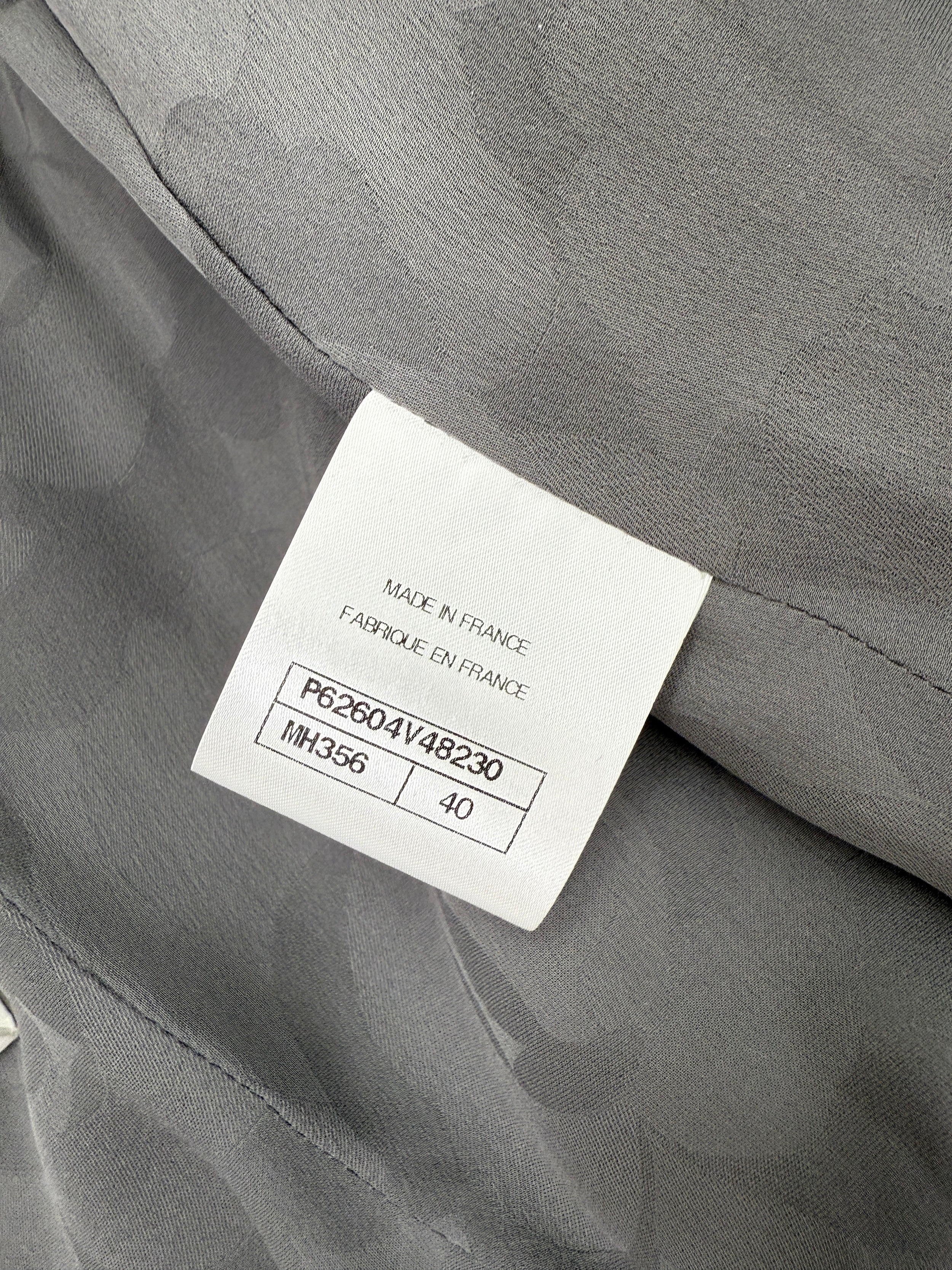 CHANEL Collared Runaway 2020 Black Gray Silver Long Tweed Coat Jacket 40 8
