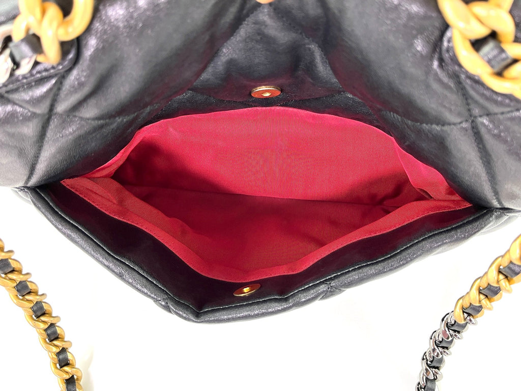 CHANEL 19 Black Goatskin 2020 Chain Quilted Maxi Bag
