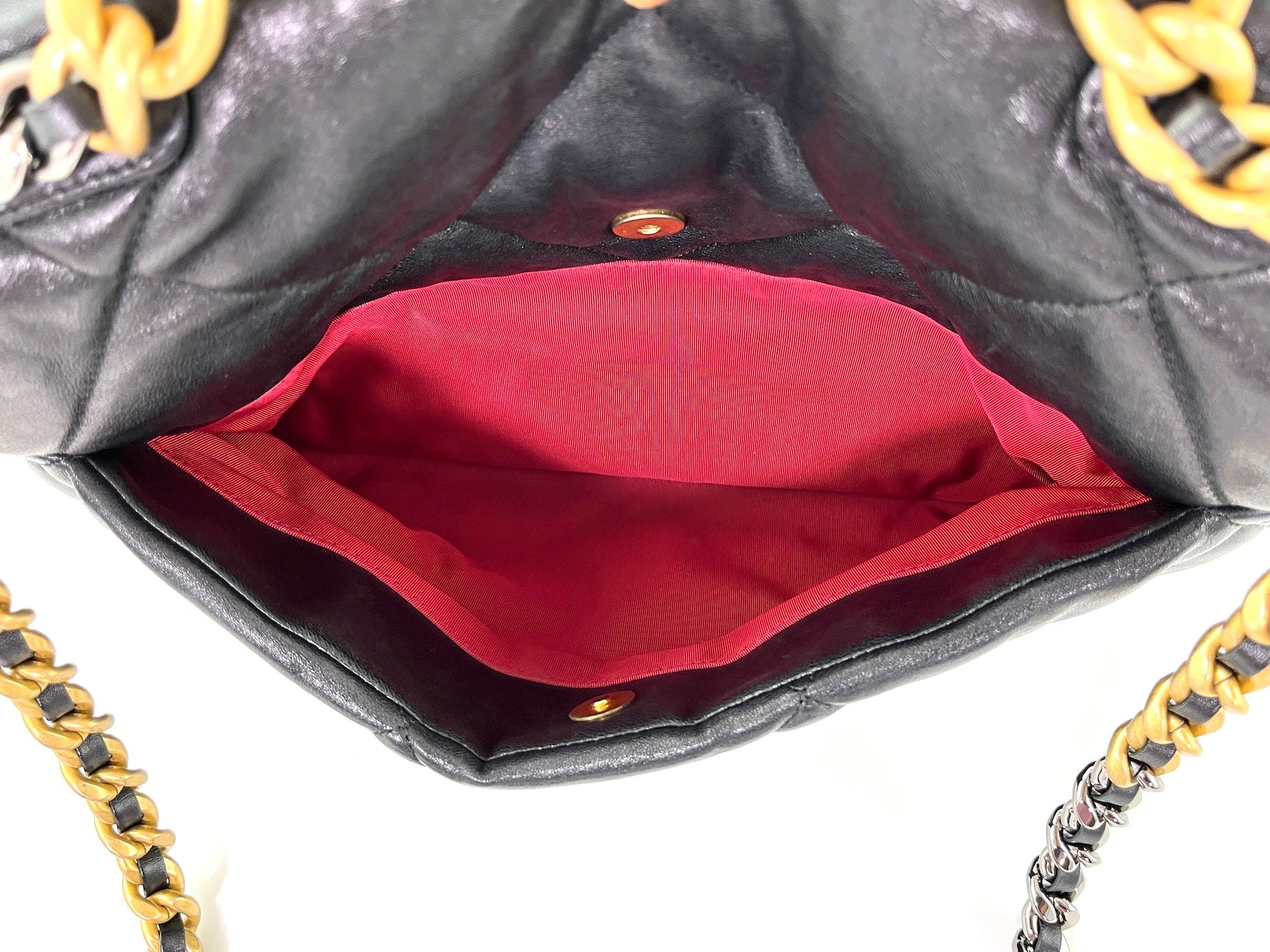 CHANEL 19 Black Goatskin 2020 Chain Quilted Maxi Bag