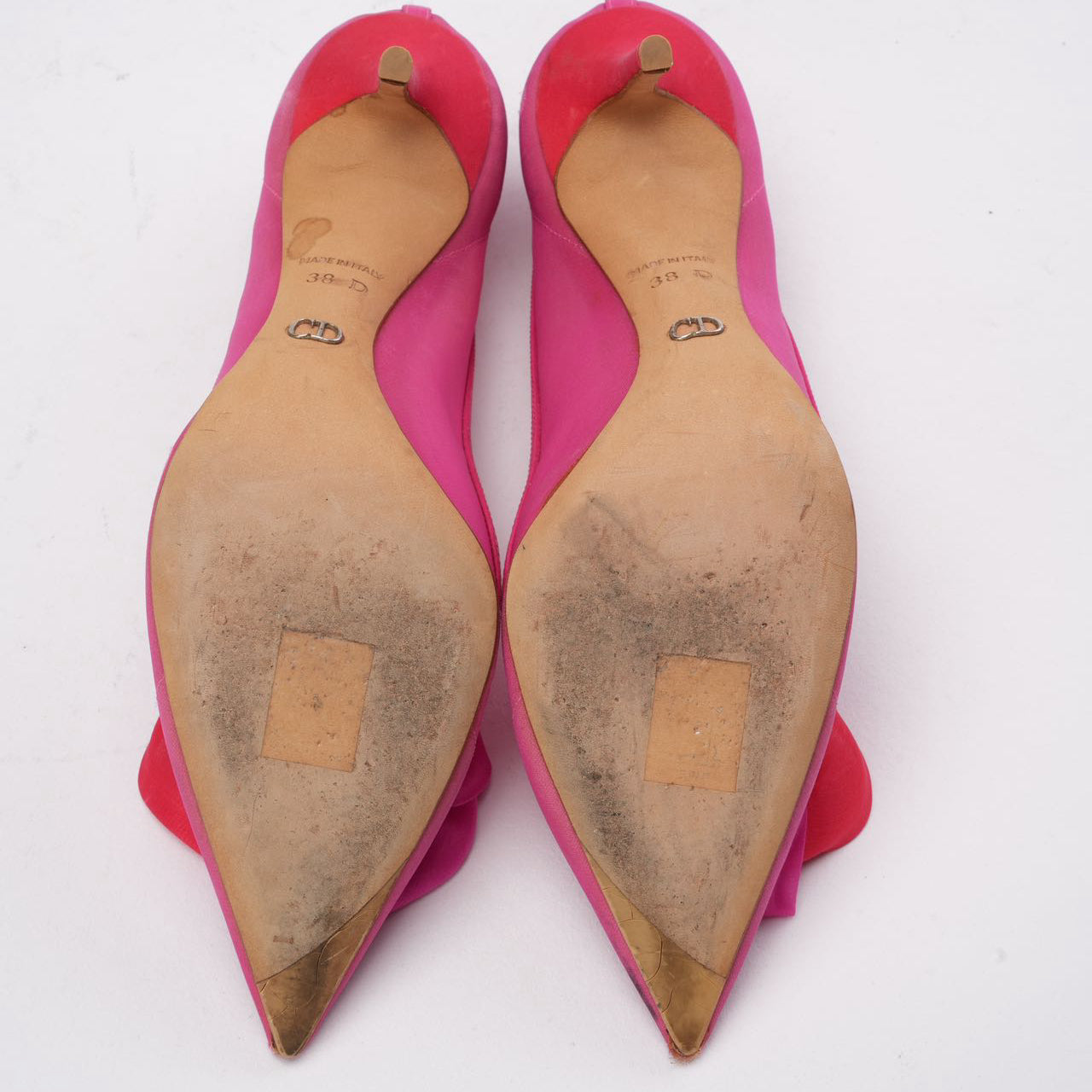 Christian Dior Pink Satin Pointed-Toe Pumps 38D