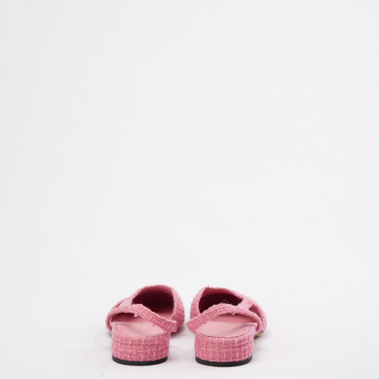 Chanel Pink/Black Tweed Cap Toe CC Slingback Pumps 38C