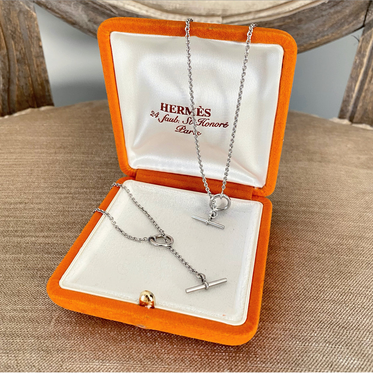 Hermes 18k White Gold Echappee Necklace and Bracelet Set