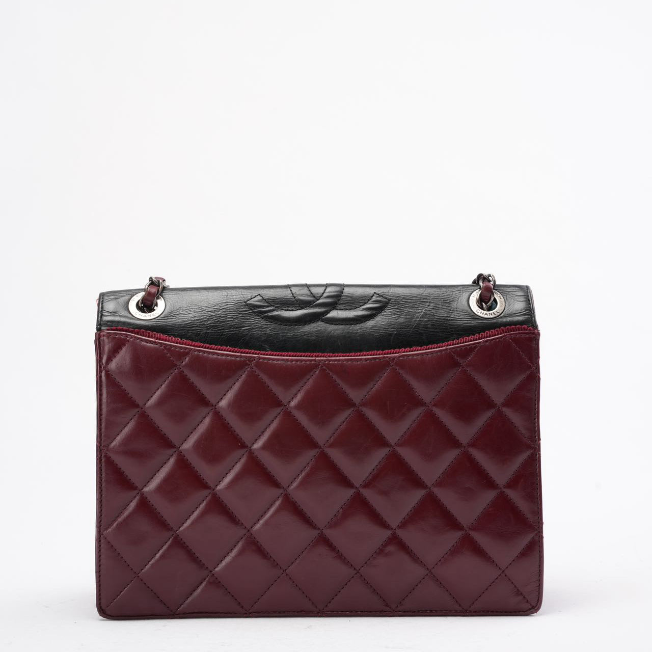 Chanel Ballerine Flap Bag in Burgundy & Black Lambskin 2004