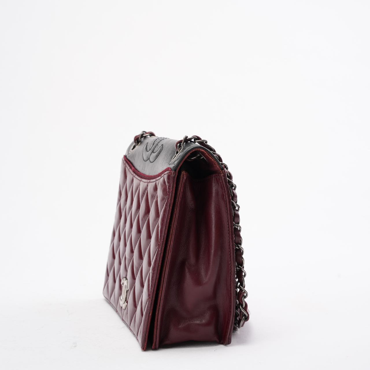 Chanel Ballerine Flap Bag in Burgundy & Black Lambskin 2004