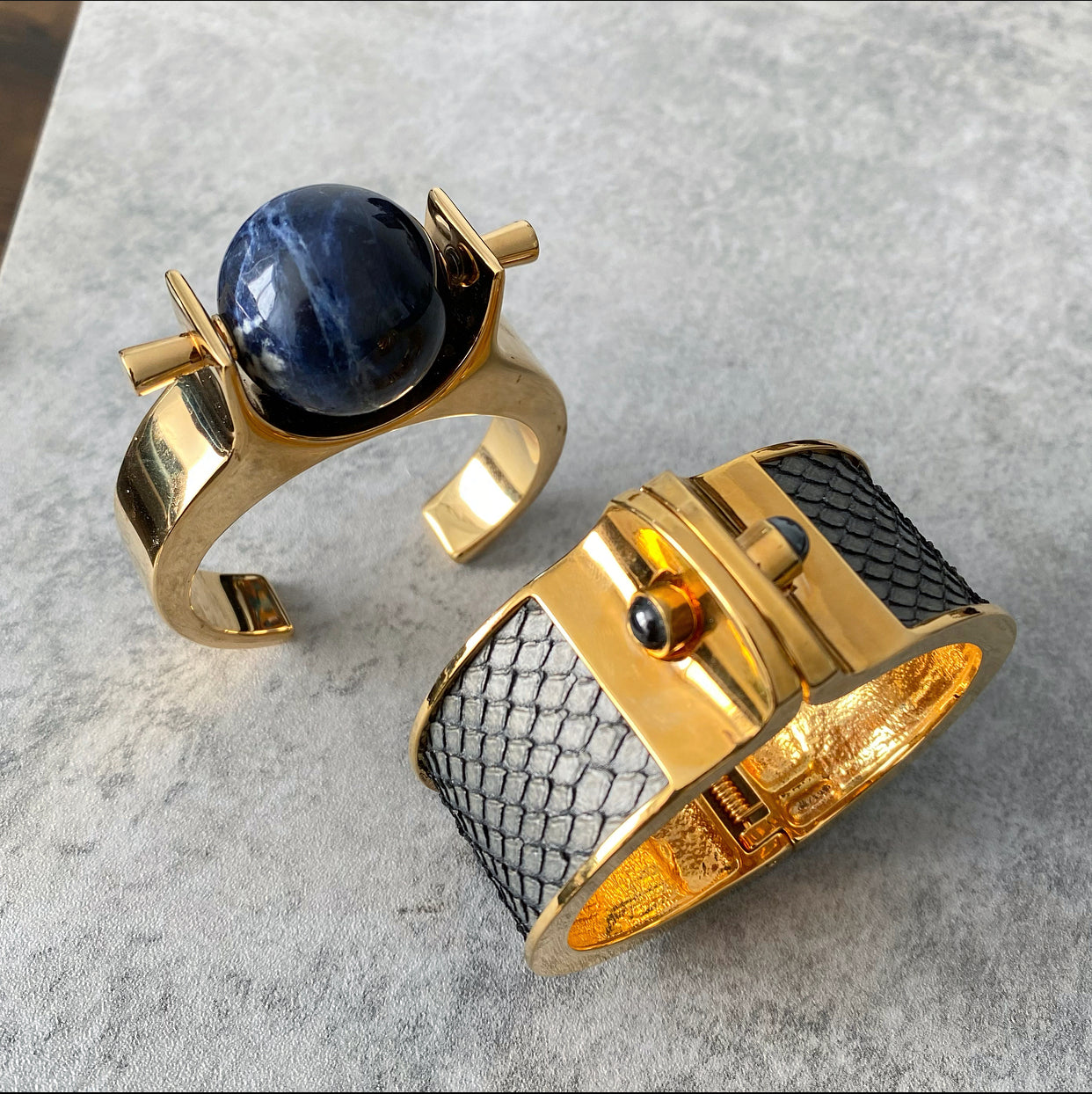 Kara Ross Python and Onyx Cuff Bracelet