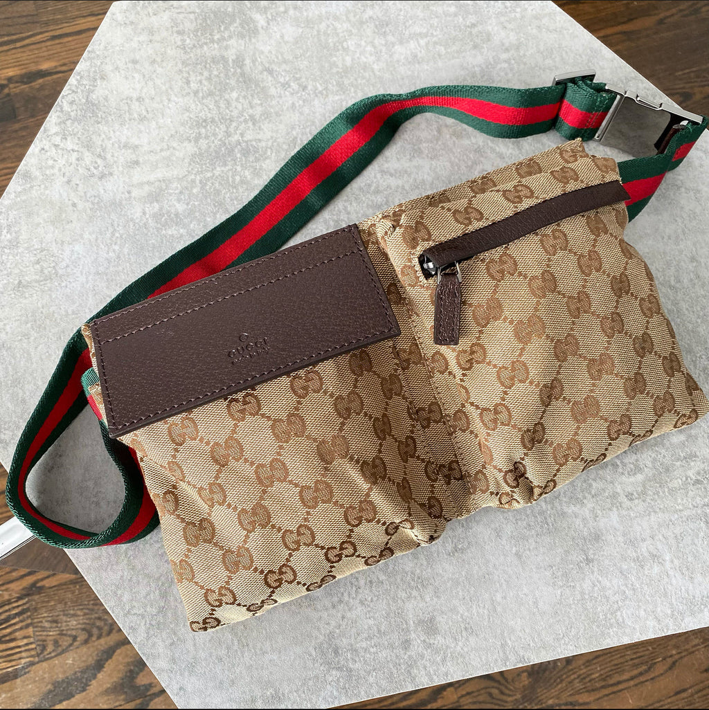 Gucci Brown Monogram Canvas and Leather Web Belt Bag