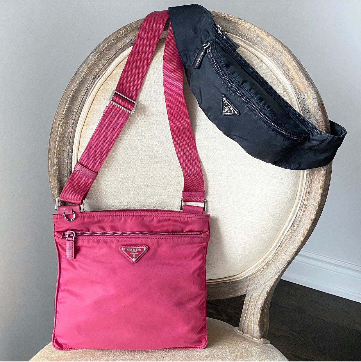 Prada Vintage Original Pink Nylon Tessuto Messenger Bag