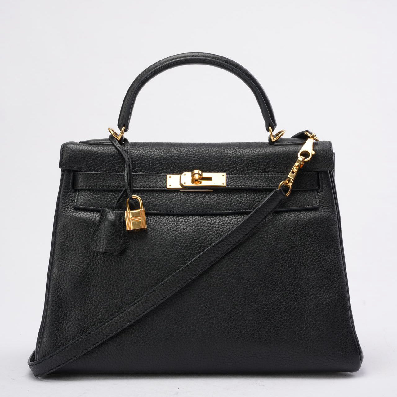 Hermes Kelly 32 Black Togo Leather Bag with Gold Hardware (Retourne)