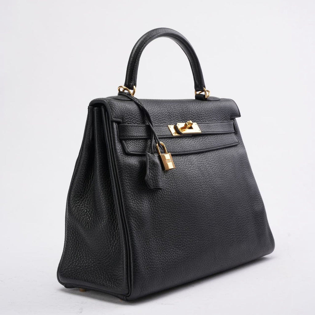 Hermes Kelly 32 Black Togo Leather Bag with Gold Hardware (Retourne)