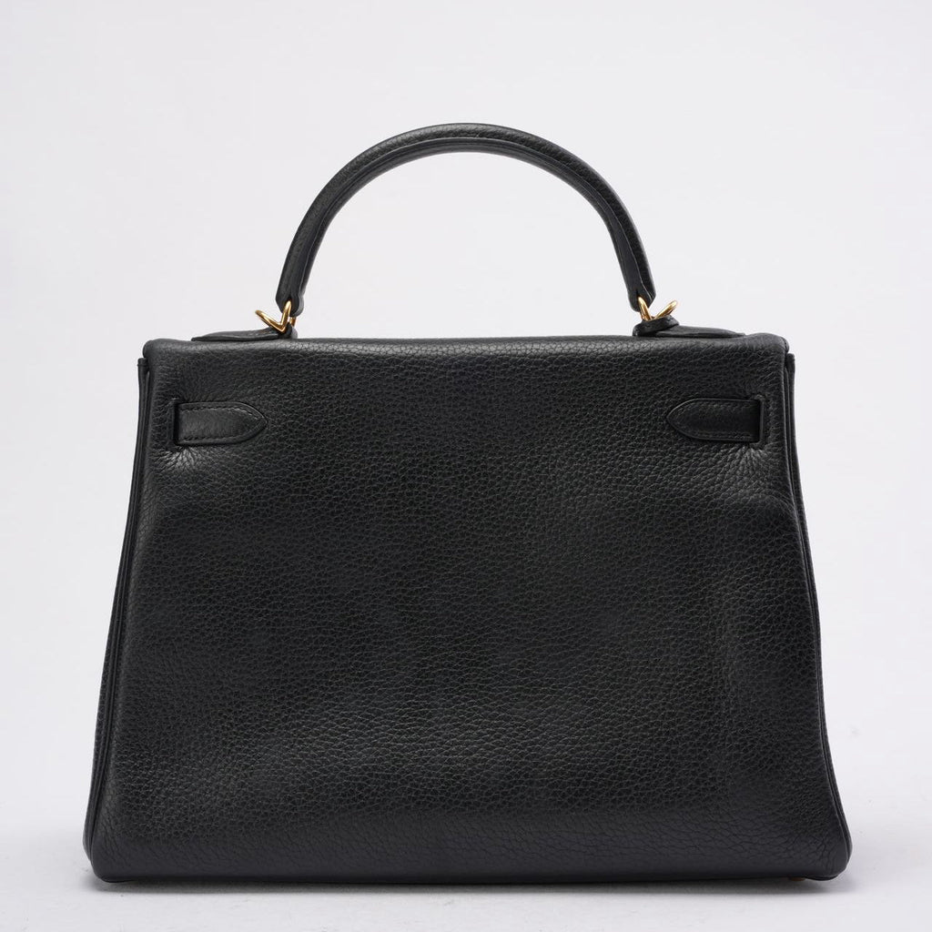 Hermes Kelly 32 Black Togo Leather Bag with Gold Hardware (Retourne)