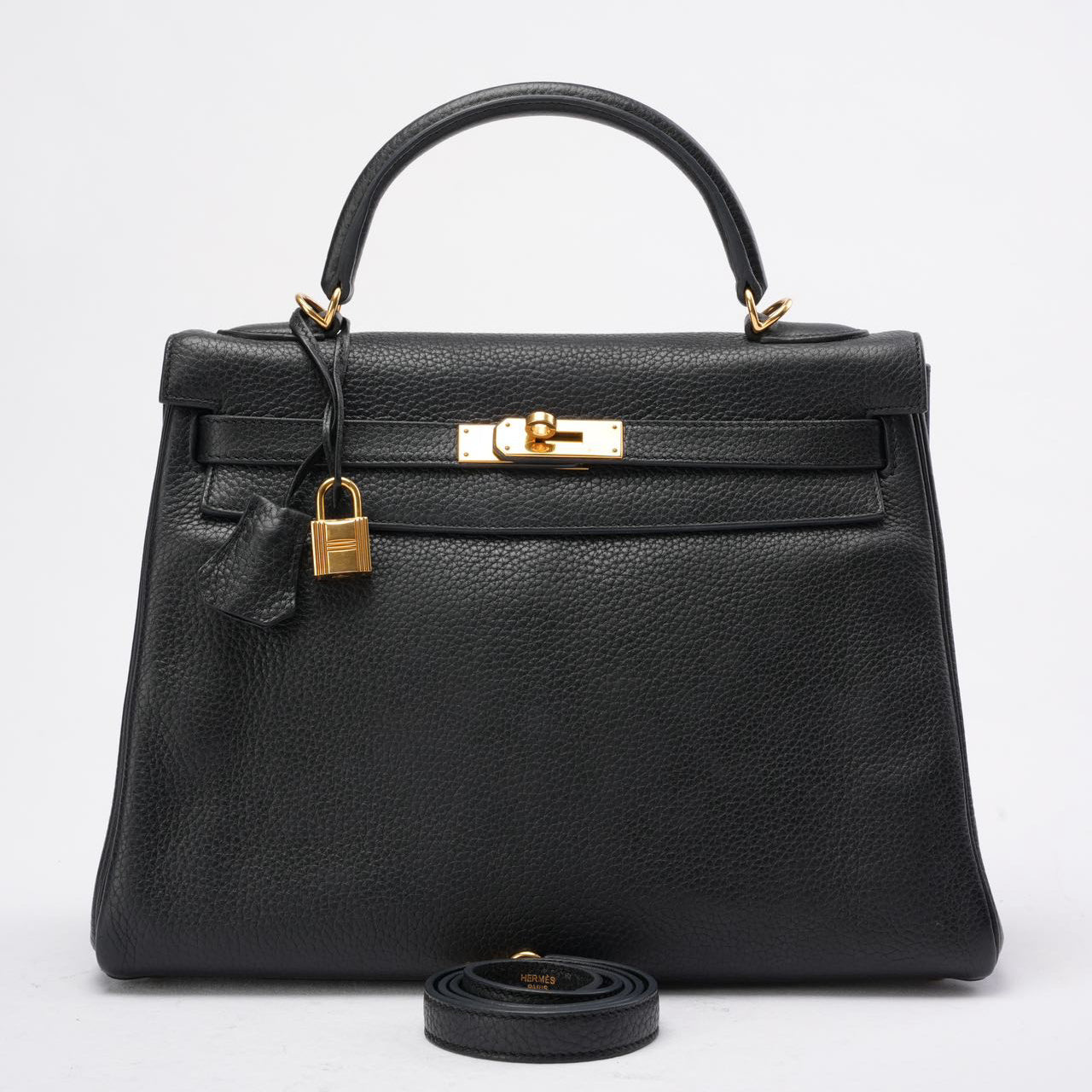Hermes Kelly 32 Black Togo Leather Bag with Gold Hardware (Retourne)