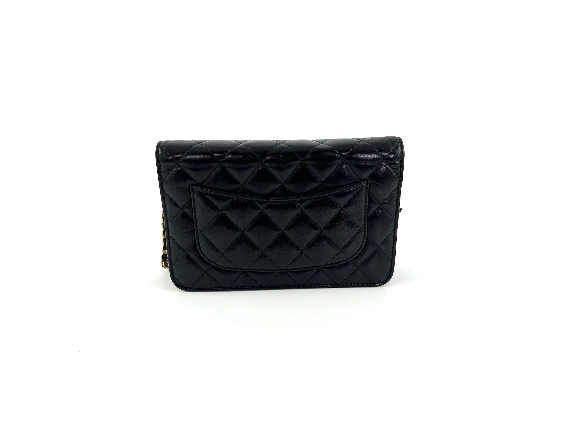 CHANEL Black Calfskin Charm Reissue 2.55 Wallet on Chain Crossbody Flap Bag