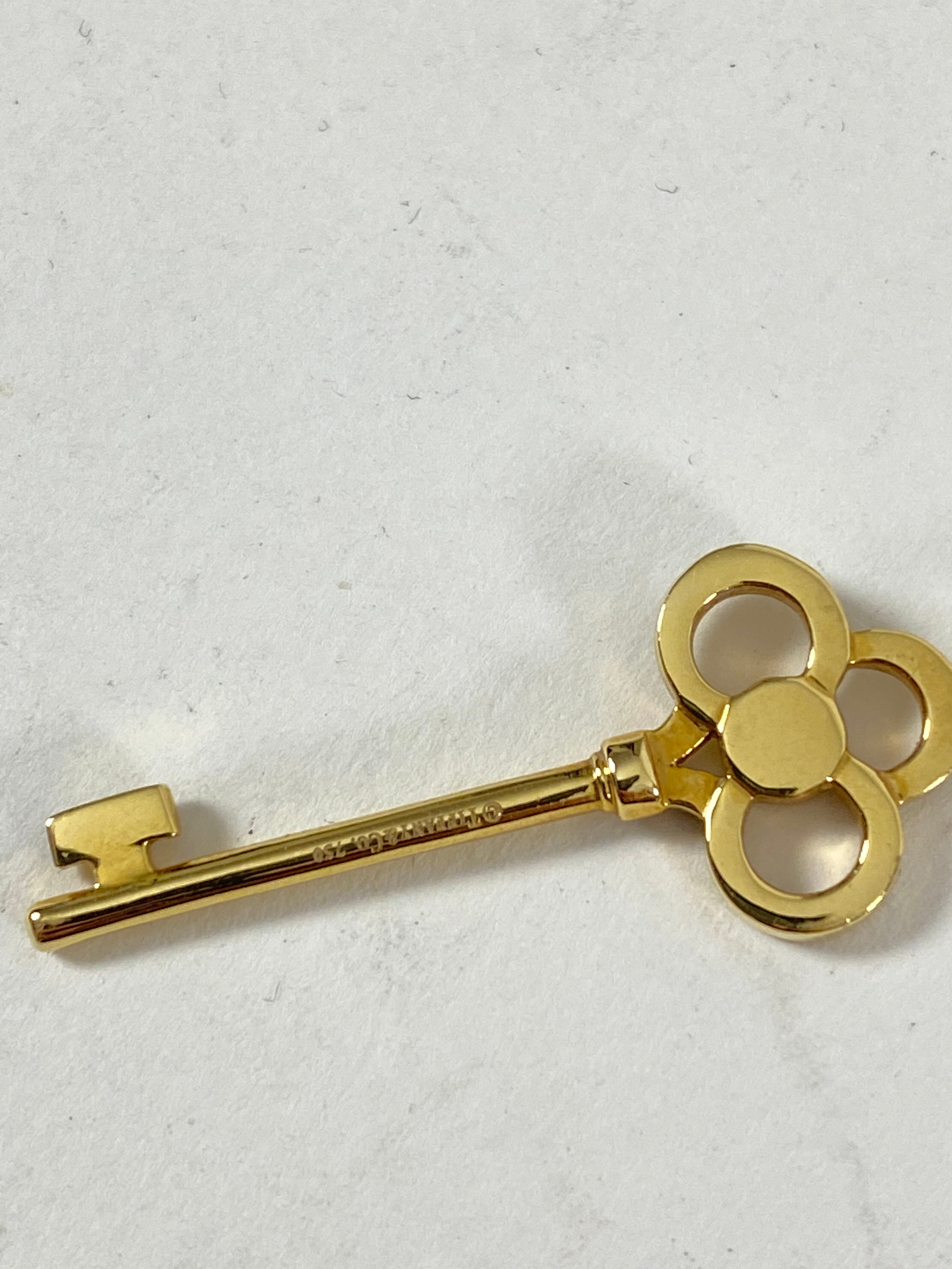 Tiffany & Co.  18k Yellow Gold Diamond Crown Key Necklace