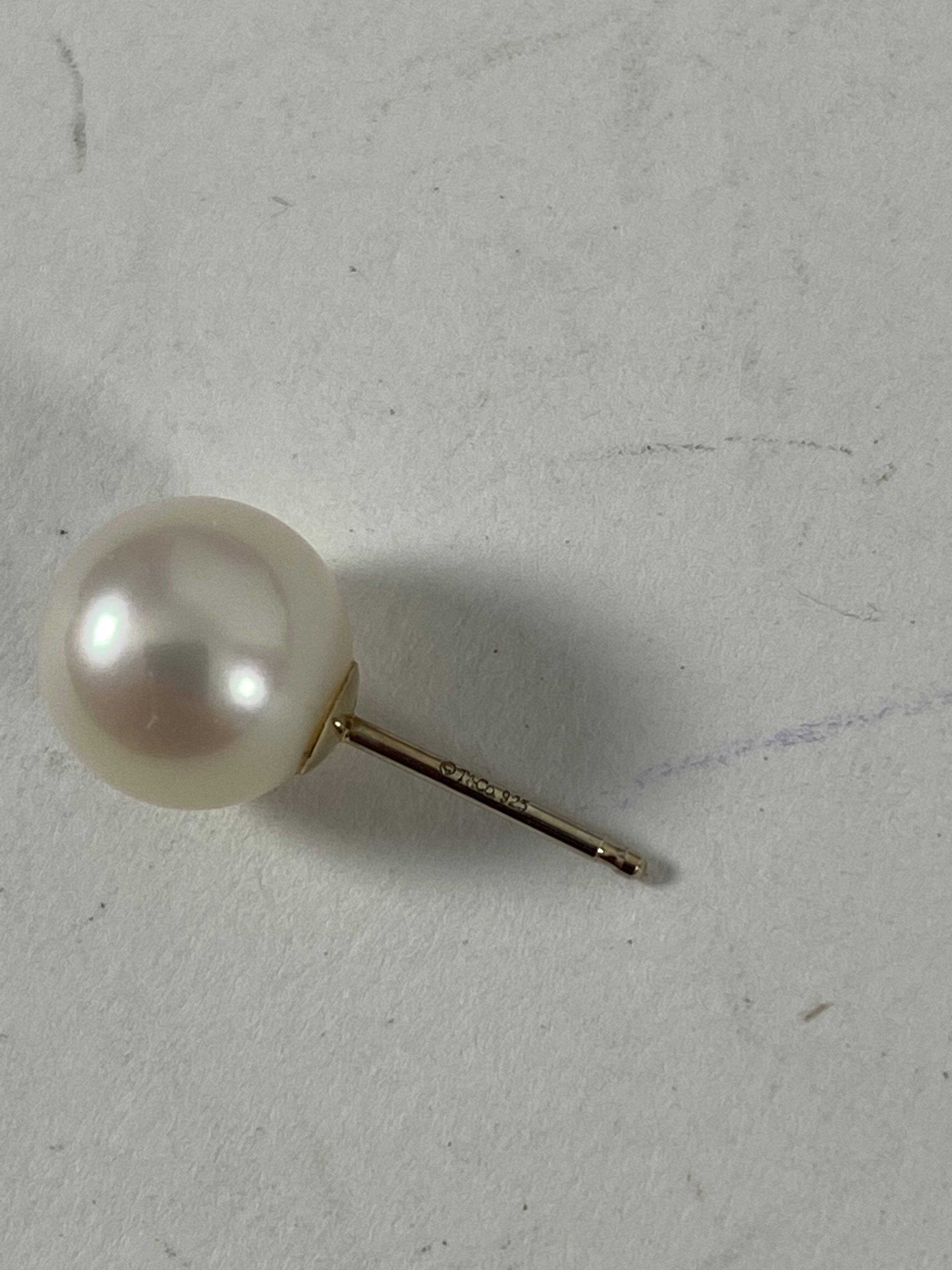 Tiffany & Co.  Sterling Silver Ziegfeld 7mm Pearl Stud Earrings