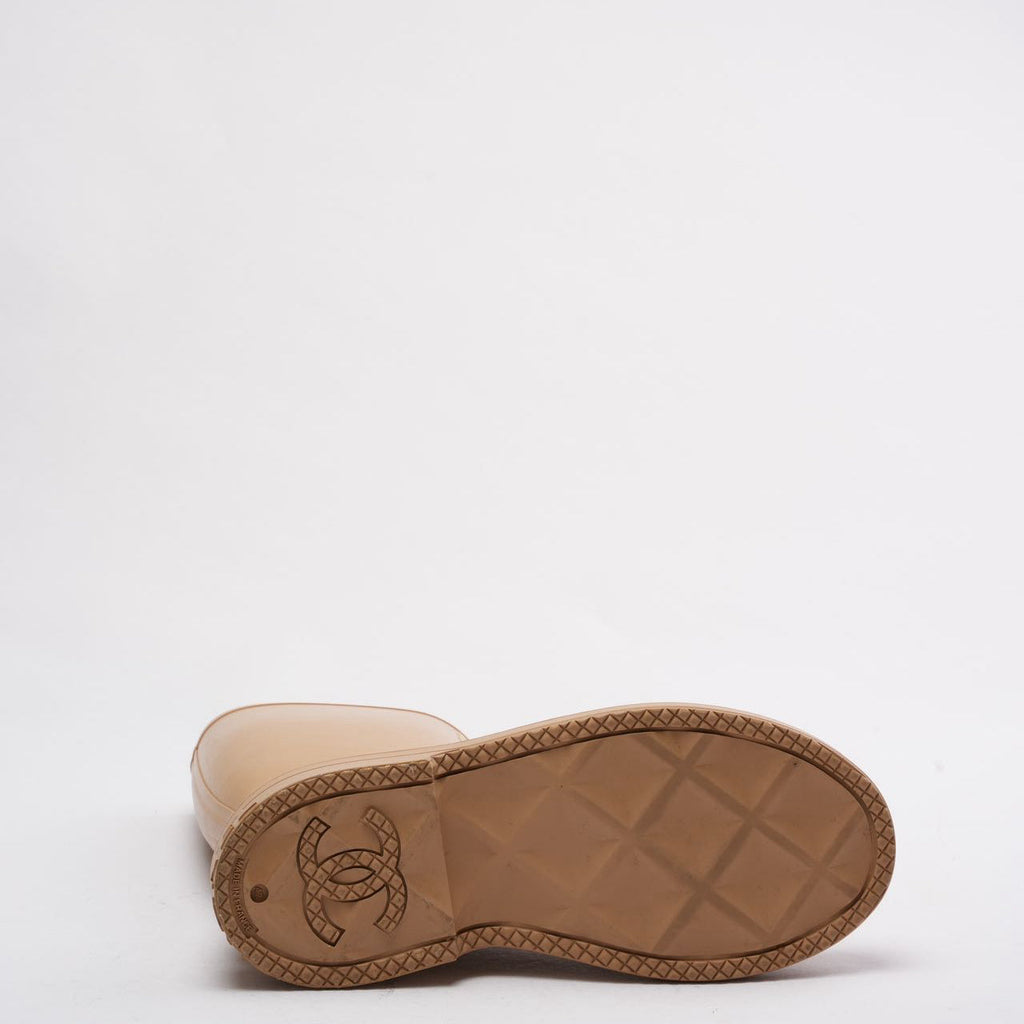 Chanel Classic Rain Boots Beige with CC Logo 42