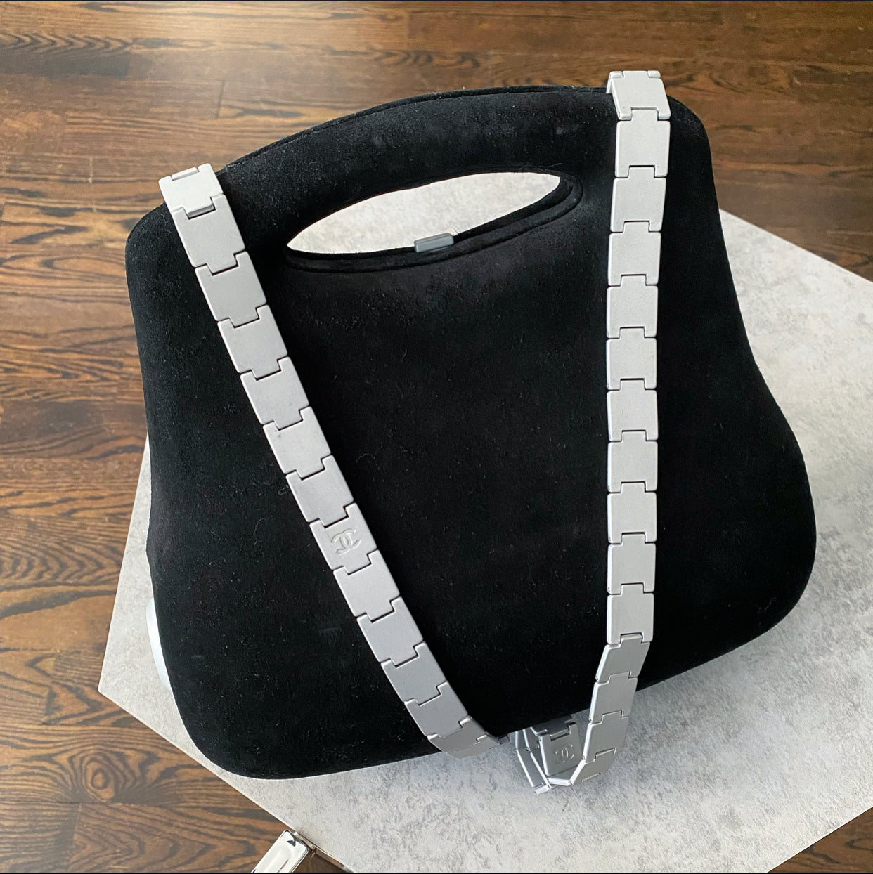 Chanel Black  Suede 2005 Millenium Hip / Butt Bag