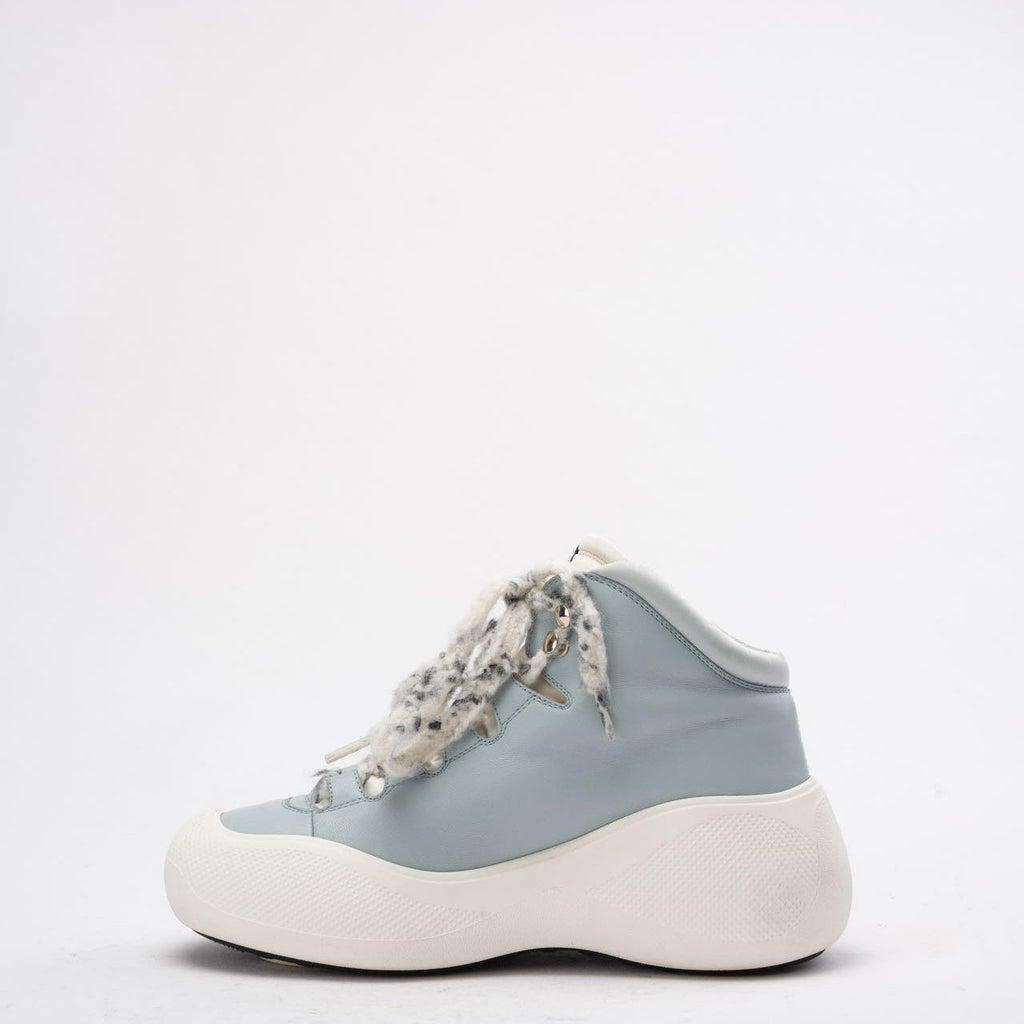 Chanel Light Blue/White Snow CC Logo Top Ankle Boots 39.5