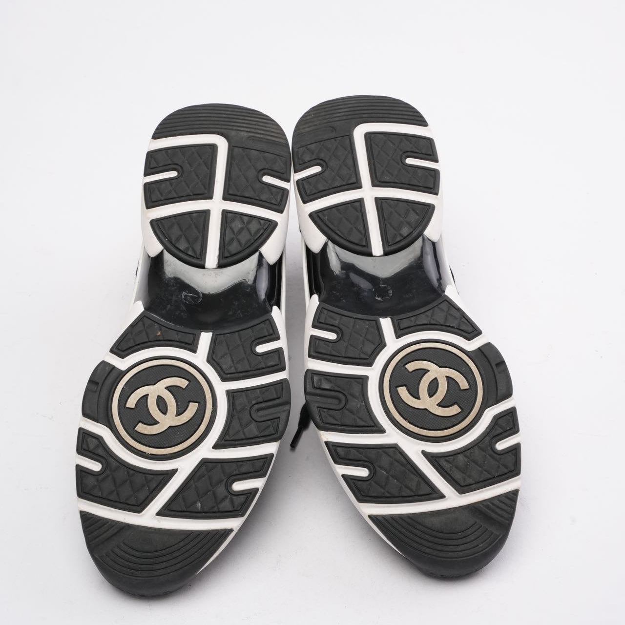Chanel Low-Top Sneakers Suede & Knit Fabric Black/Green 39