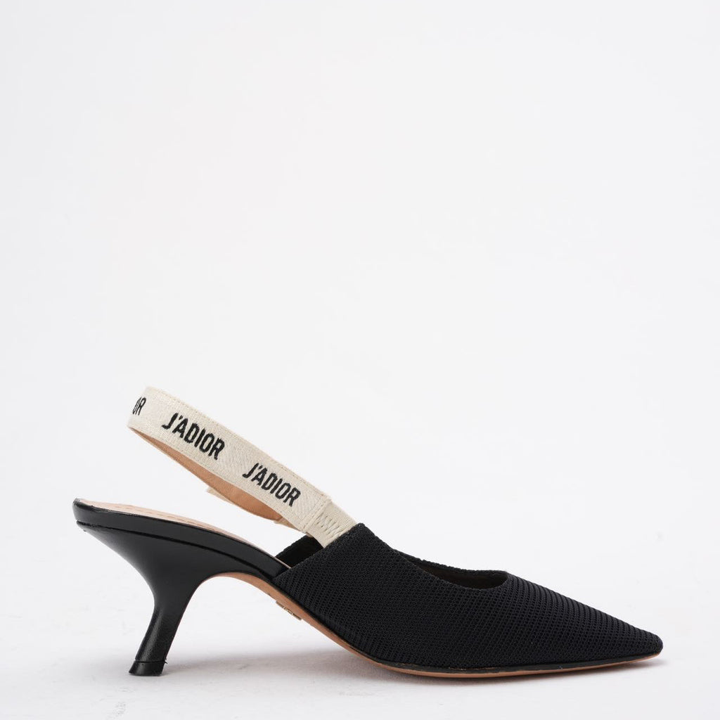 Christian Dior Black Fabric J'adior Slingback Pumps Size 38 D