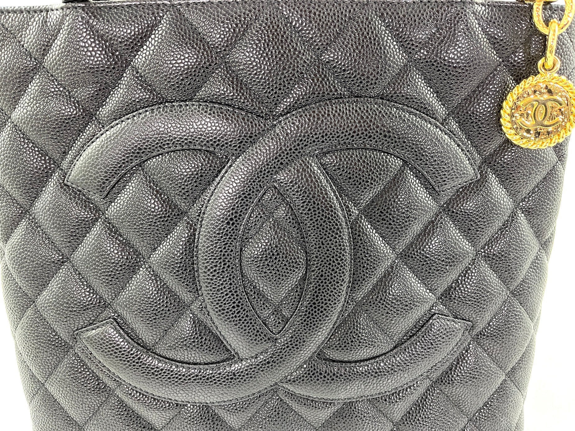 Vintage CHANEL Black Caviar 2010 Quilted Medallion Timeless Tote