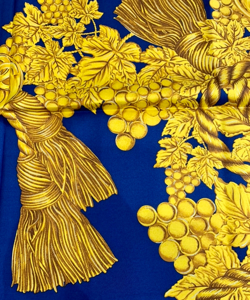 CHANEL NAVY FOLIAGE SILK SCARF