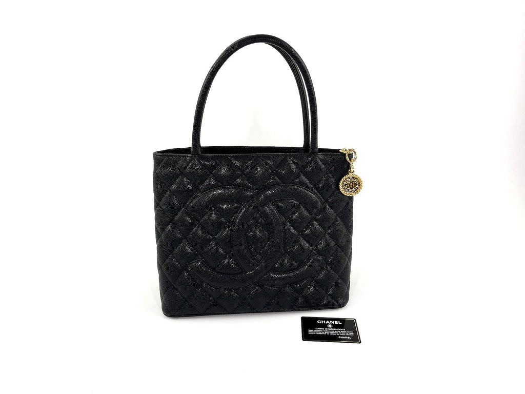 Vintage CHANEL Black Caviar 2010 Quilted Medallion Timeless Tote