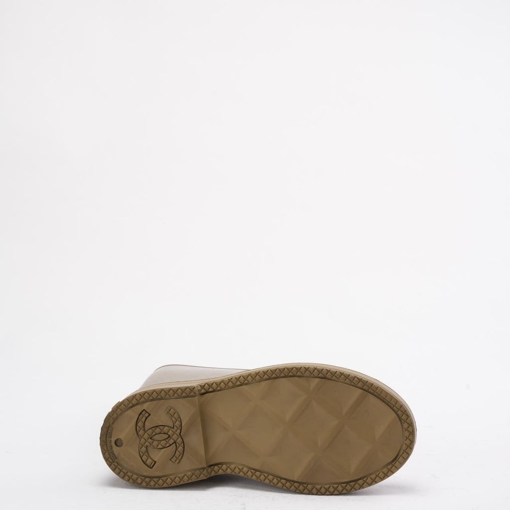 Chanel Classic Rain Boots in Khaki with CC Logo 39