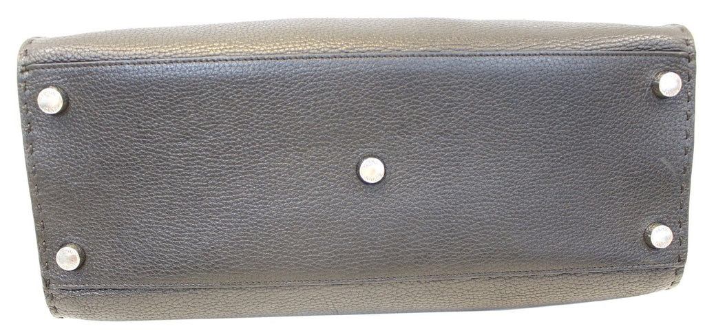 Fendi Black Leather Selleria Peekaboo Monster Shoulder Handbag