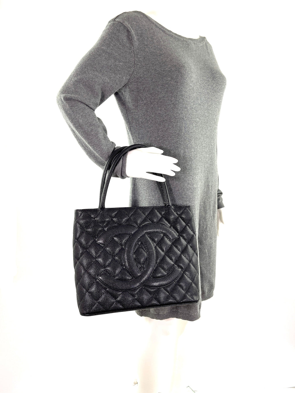Vintage CHANEL Black Caviar 2010 Quilted Medallion Timeless Tote