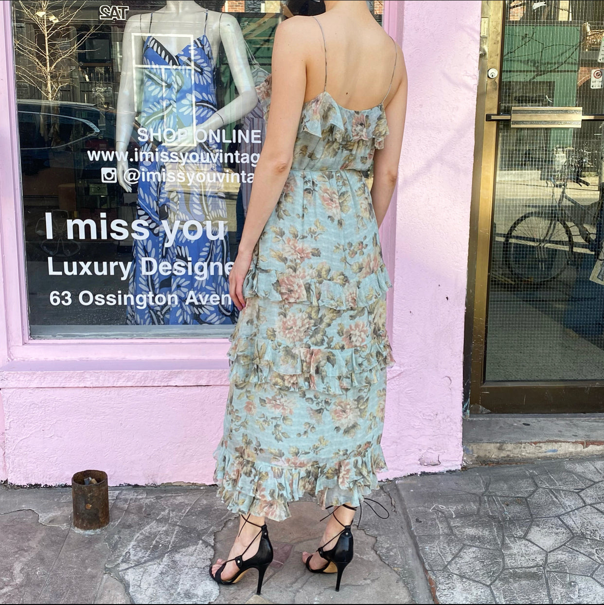 Zimmermann Floral Strappy Silk Ruffle Long Gown - USA S