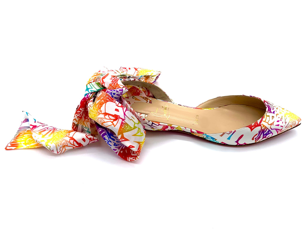 CHRISTIAN LOUBOUTIN SATIN RIBBON FLATS