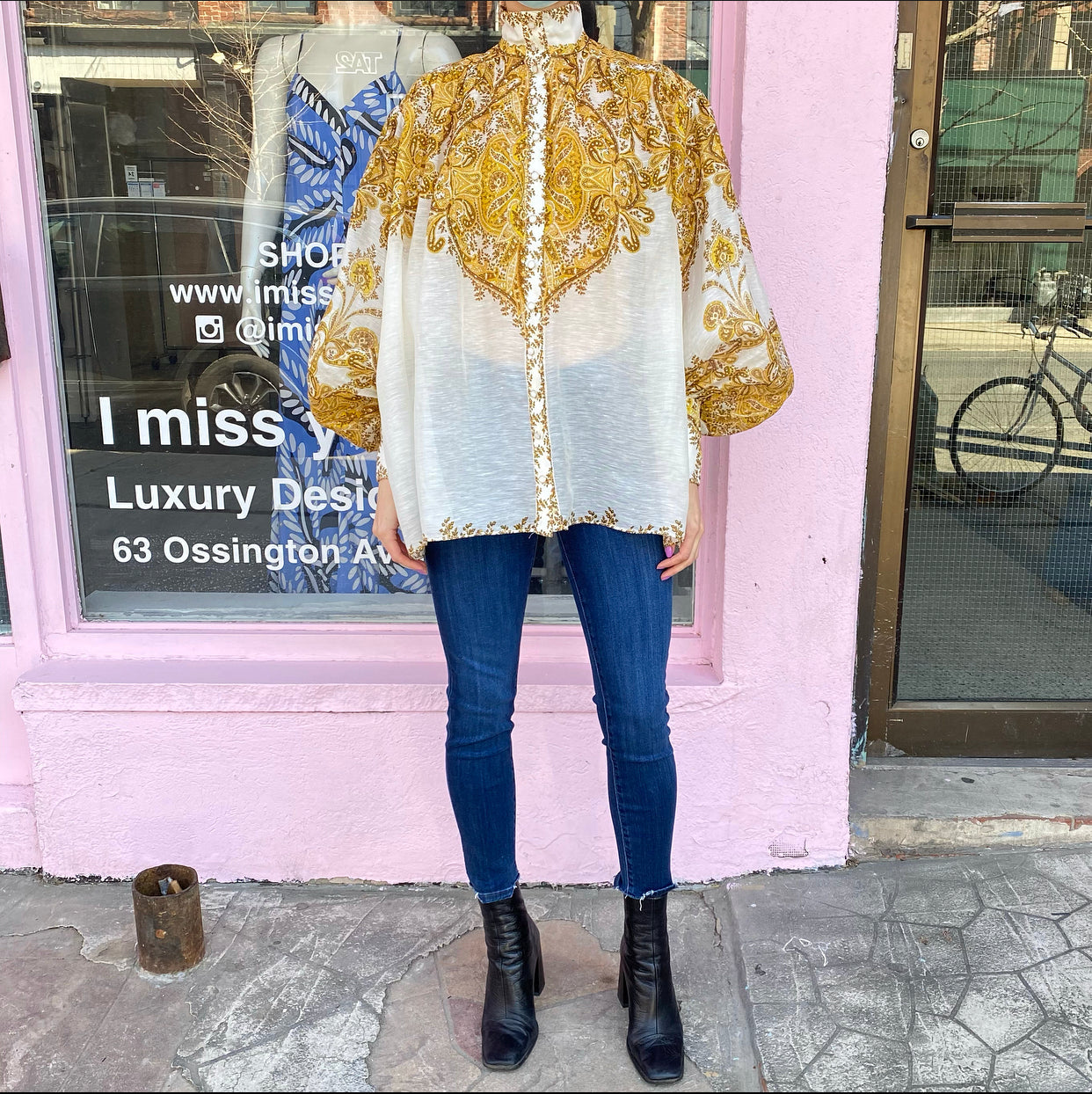 Zimmermann Yellow Paisley Zippy Billow Blouse Top - S