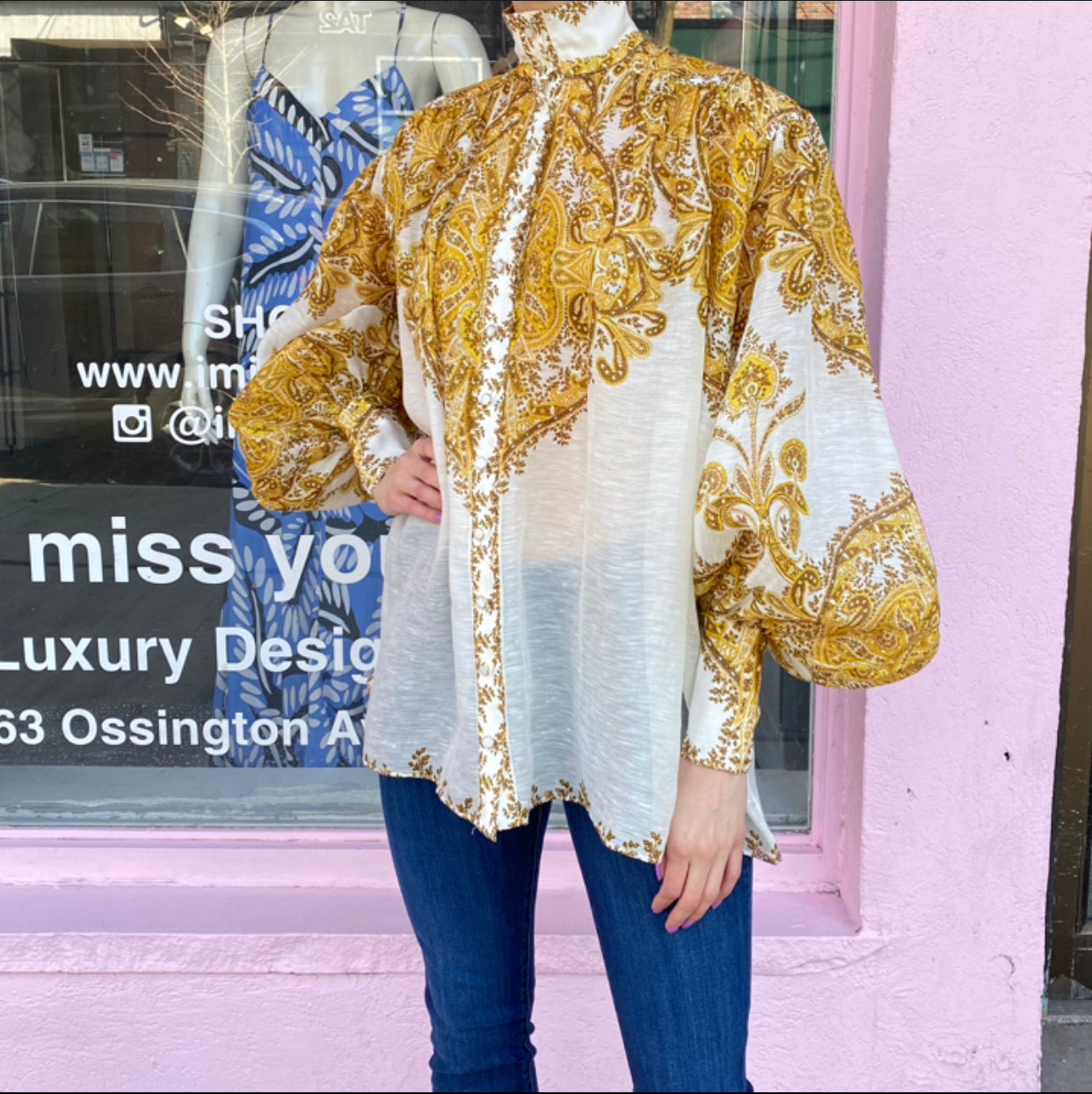 Zimmermann Yellow Paisley Zippy Billow Blouse Top - S