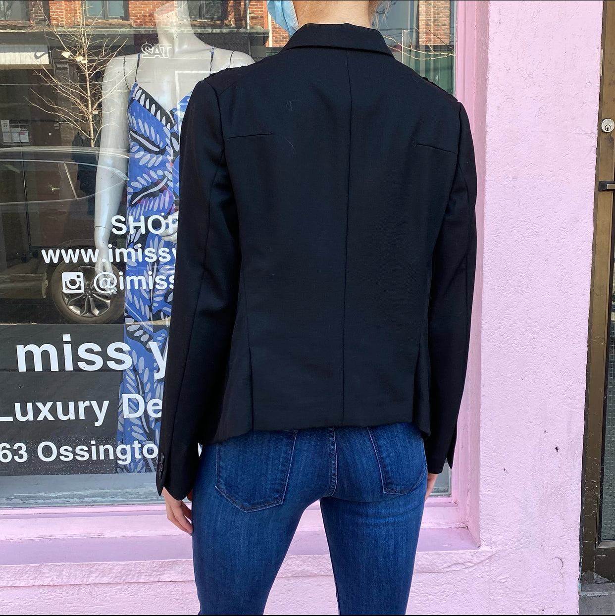 Noir Kei Ninomiya Black Lace Up Detail Jacket - M