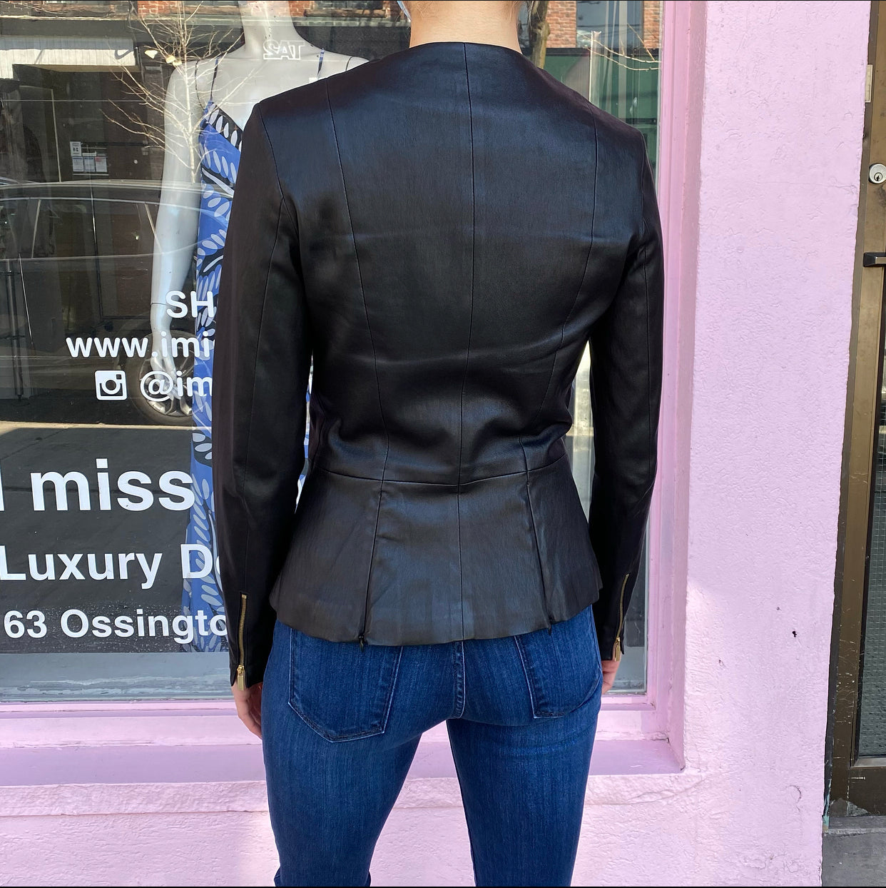 The Row Black Anasta Stretch Lambskin Zip Jacket - USA 6