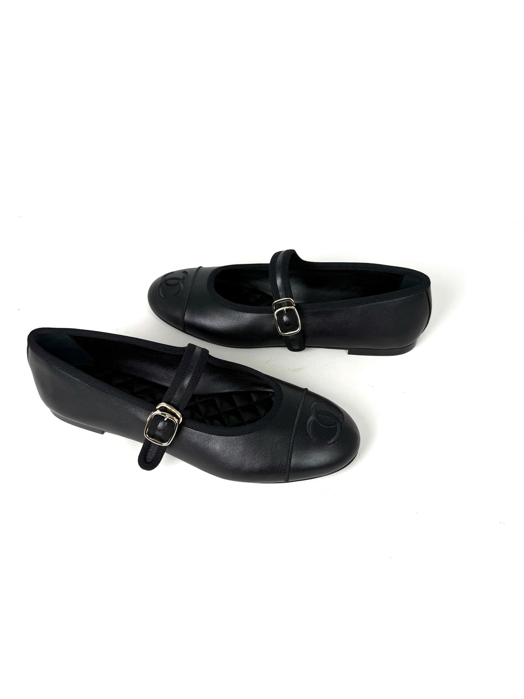 CHANEL Mary Janes 2025 Black Cap Toe CC Logo Flats 39 8