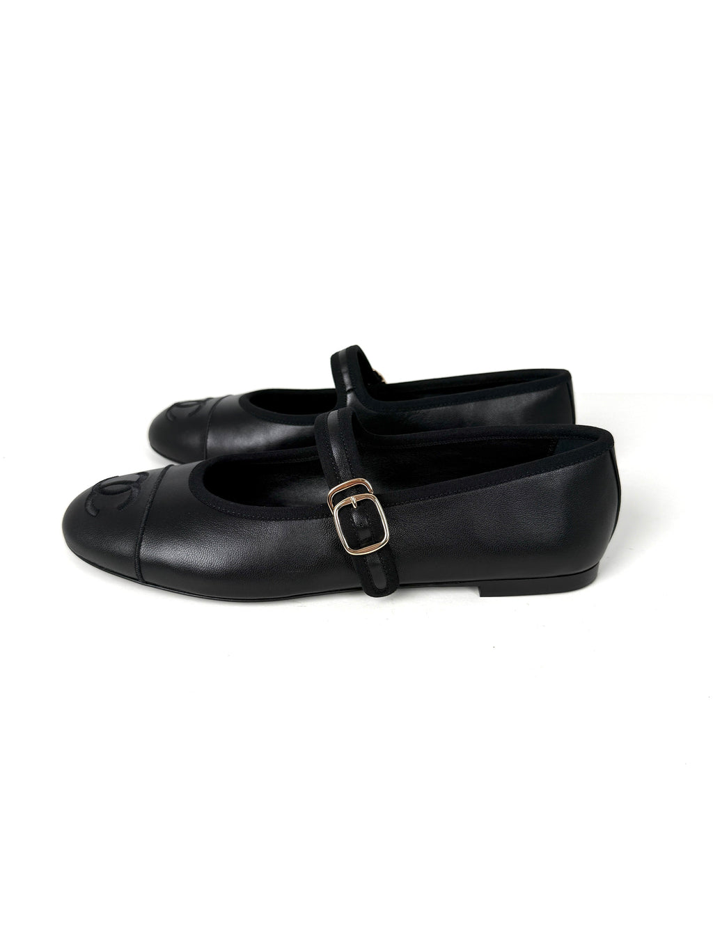 CHANEL Mary Janes 2025 Black Cap Toe CC Logo Flats 39 8