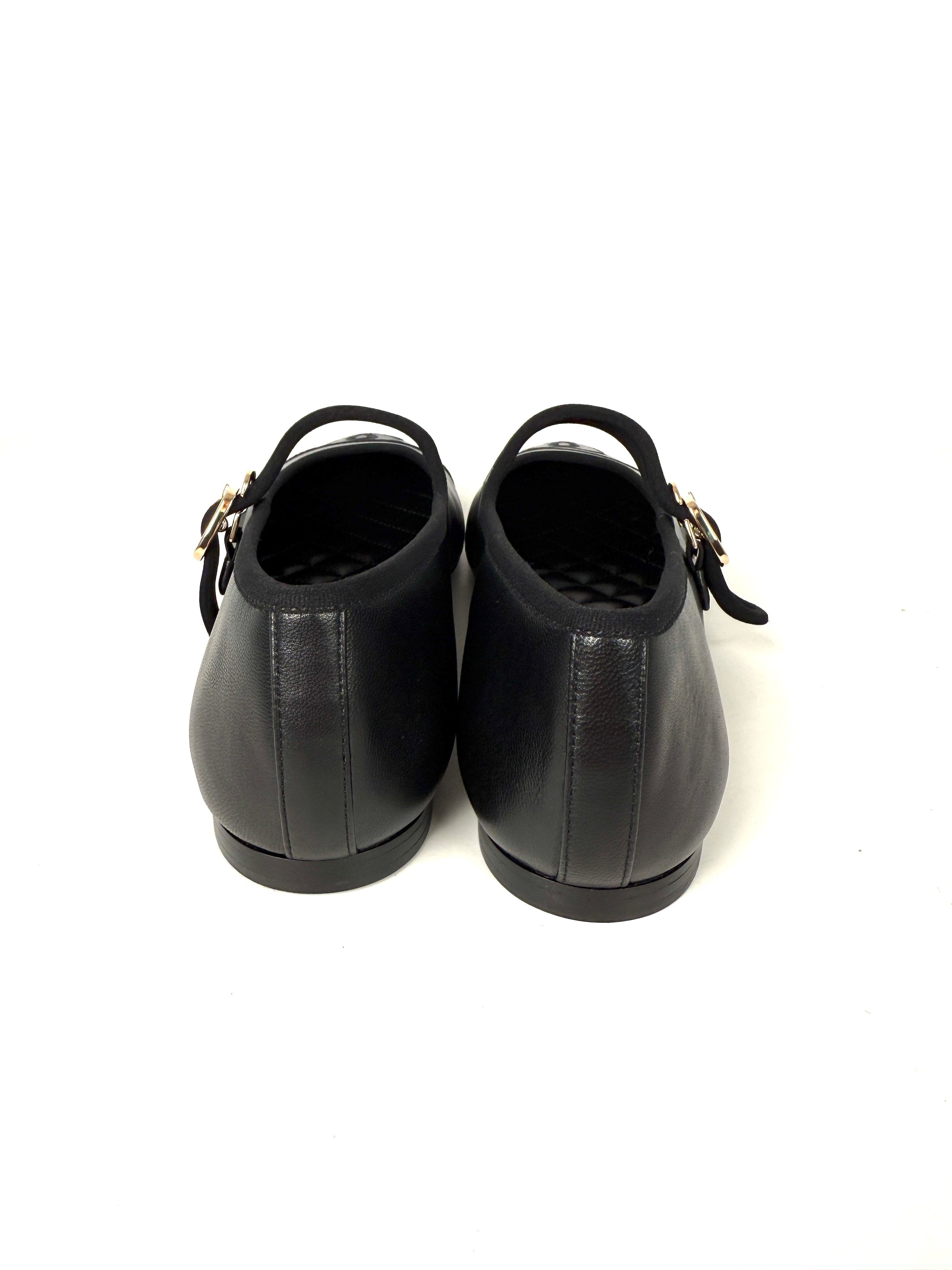 CHANEL Mary Janes 2025 Black Cap Toe CC Logo Flats 39 8