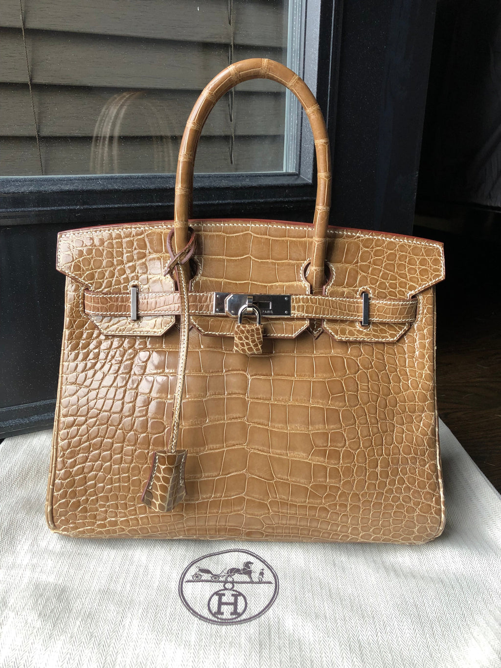 Hermes Vintage Ficelle Alligator Birkin 30 cm Palladium Hardware
