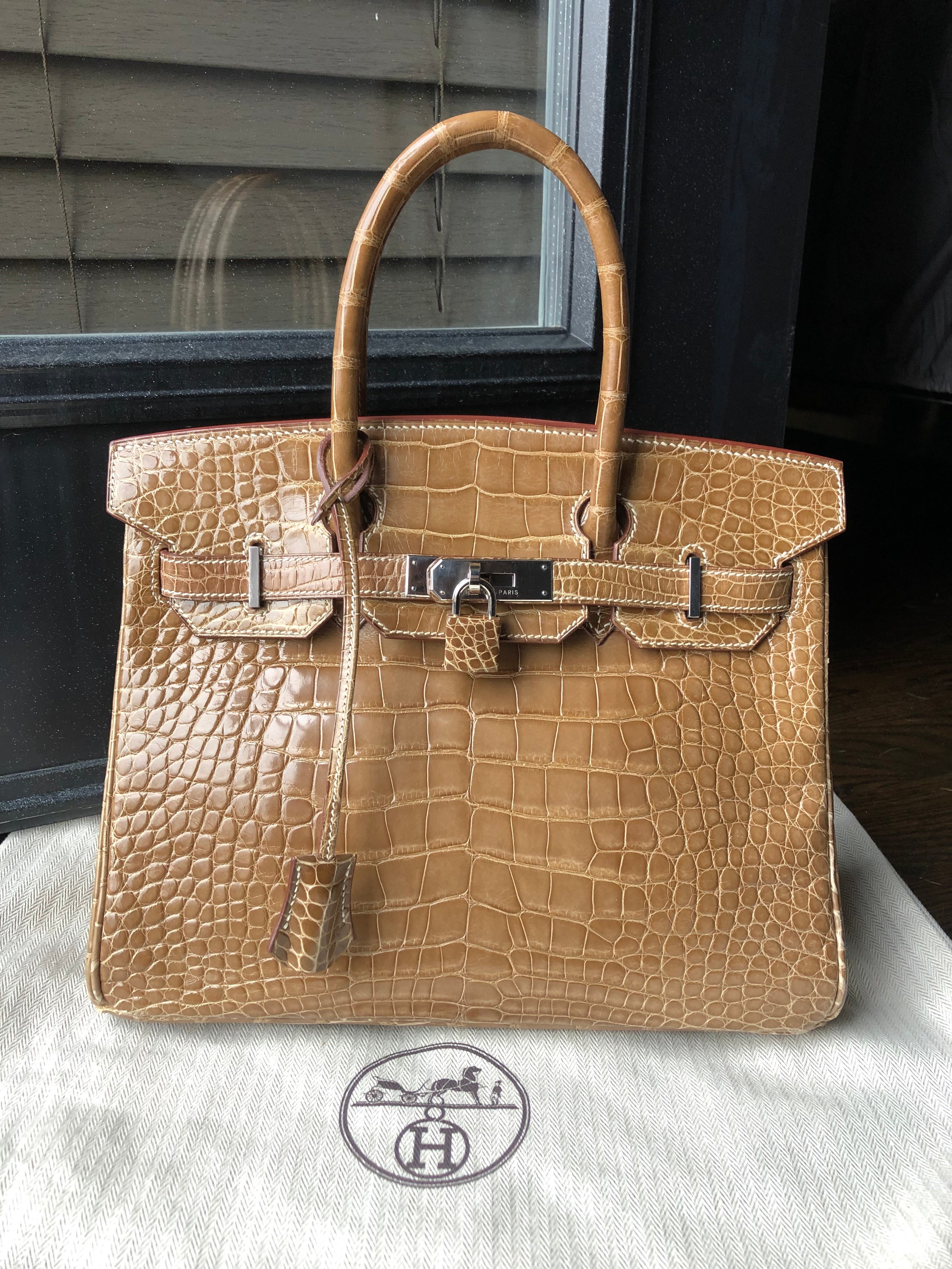 Hermes Vintage Ficelle Alligator Birkin 30 cm Palladium Hardware