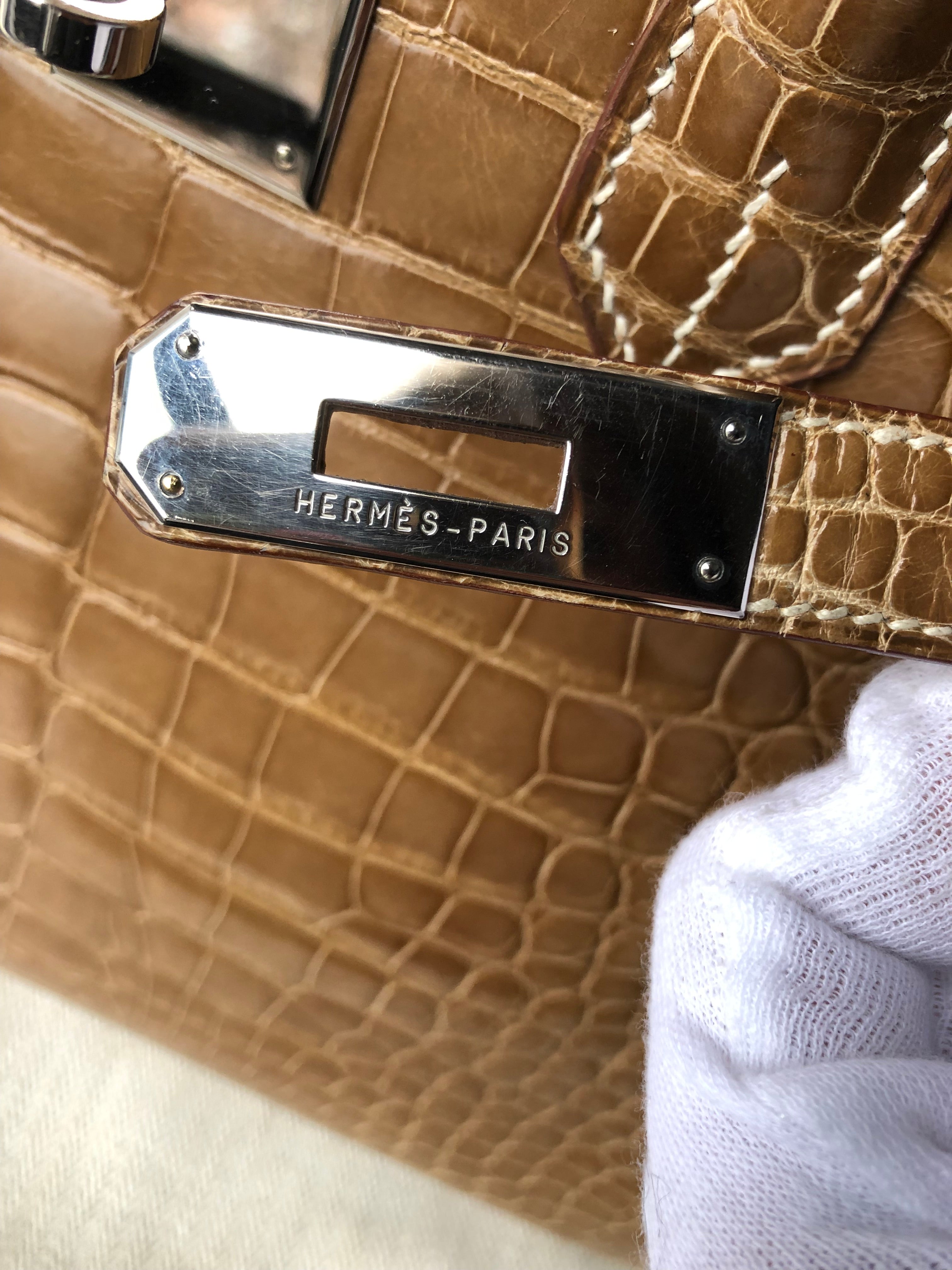 Hermes Vintage Ficelle Alligator Birkin 30 cm Palladium Hardware