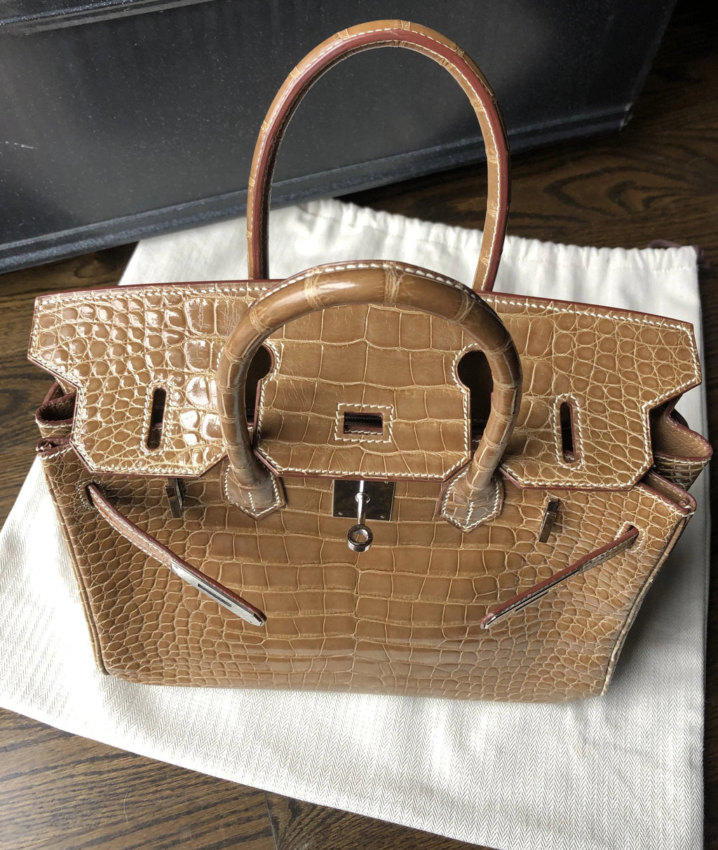 Hermes Vintage Ficelle Alligator Birkin 30 cm Palladium Hardware