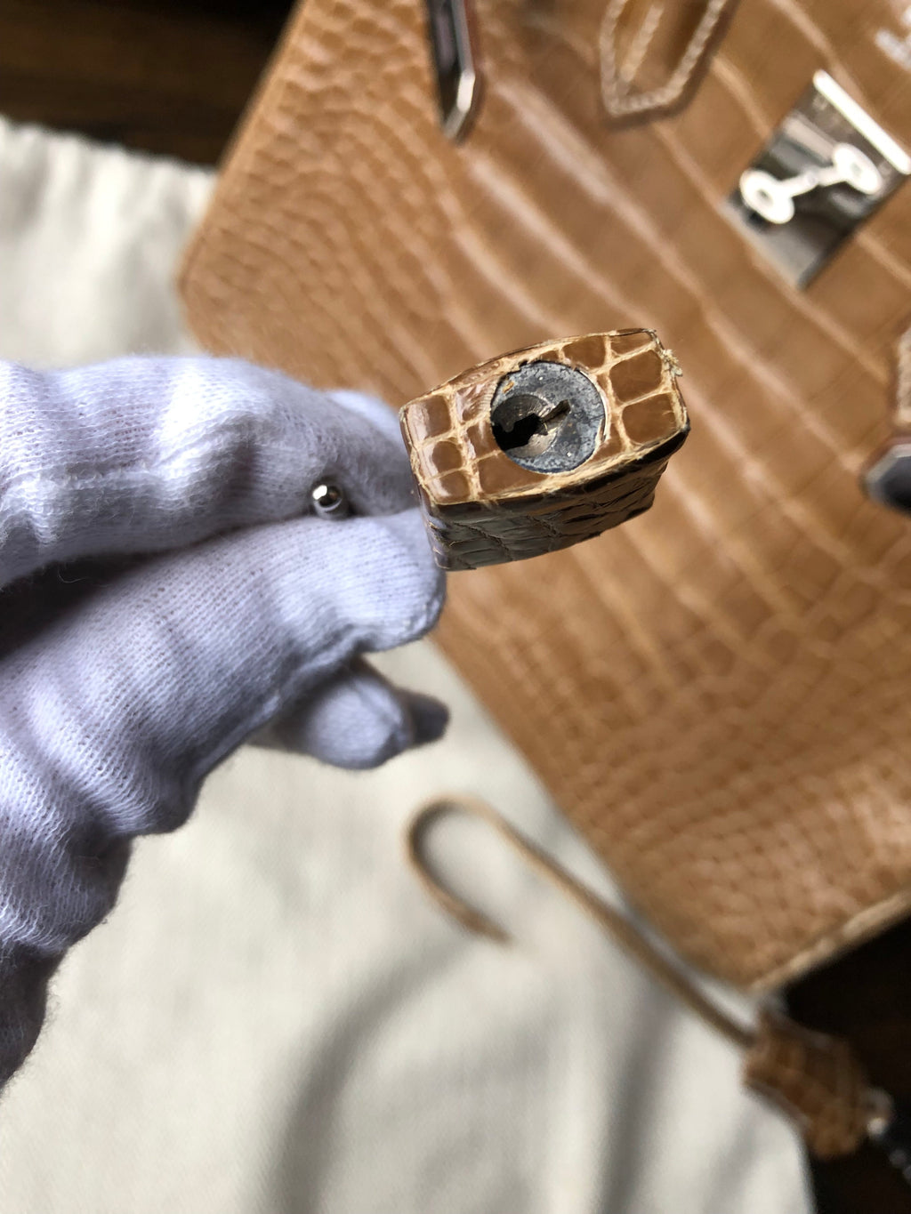 Hermes Vintage Ficelle Alligator Birkin 30 cm Palladium Hardware